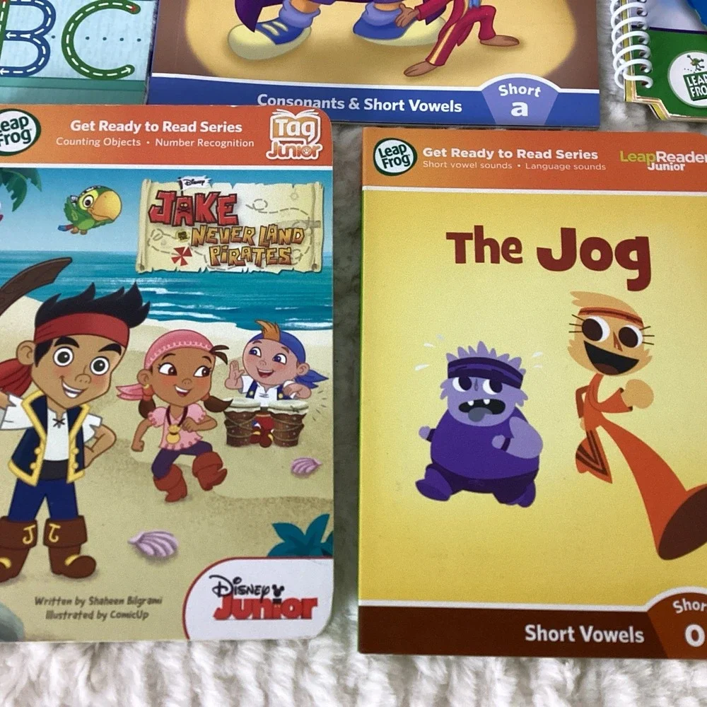 Lot of 8 Leap Frog Tag Junior Reader Books Leap Pad + Math Circus DVD - NO PEN